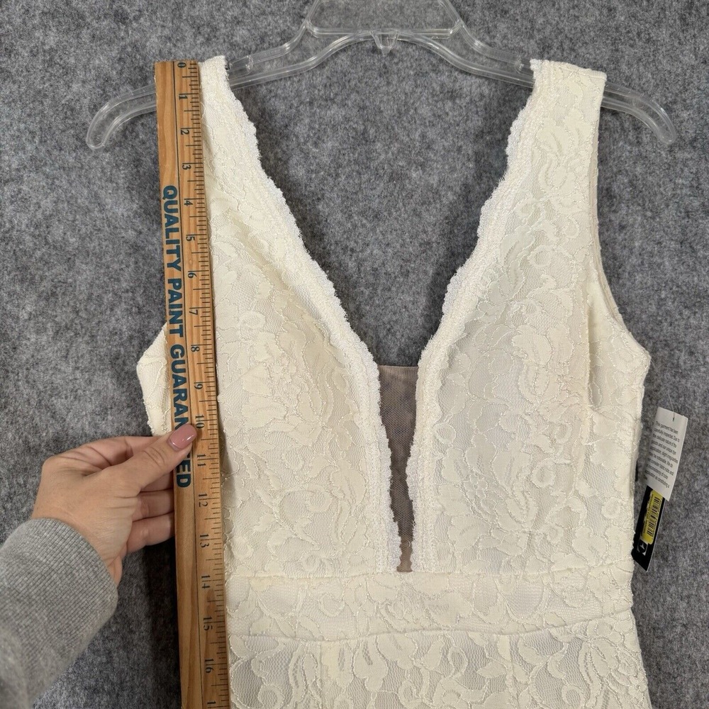 Xscape Mermaid Lace Wedding Dress Size 2 Ivory Sheath Plunging Fit Flare Trumpet - Picture 9 of 16